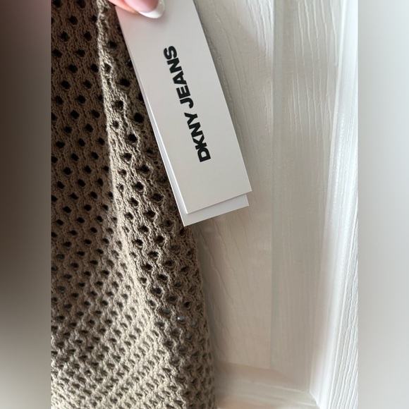 DKNY NWT green sleeveless knit tank crochet size medium - Picture 4 of 9